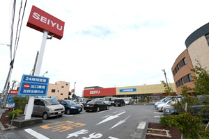 薬園台駅前の道から見た駐車場入り口です。